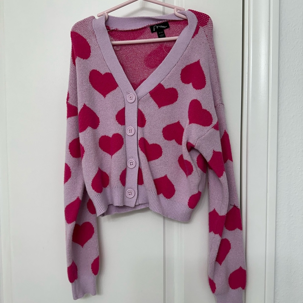 Girls Heart Patterned Pink Sweater TARGET M 7/8
